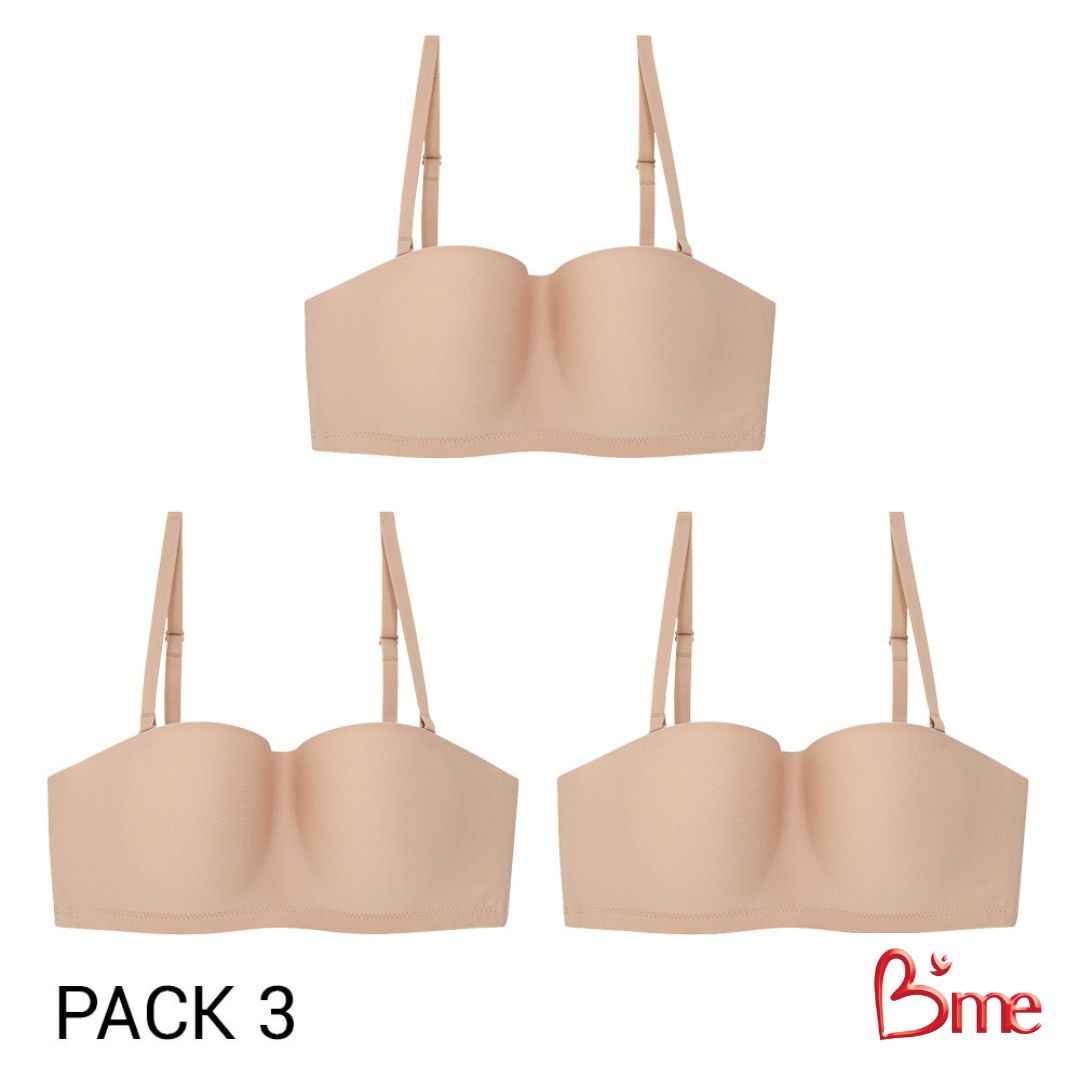 B'me เสื้อชั้นใน ไร้โครงถอดสายได้ รุ่น ME1C19 Eco Fashion Pack3 ฟองกลาง Level 2