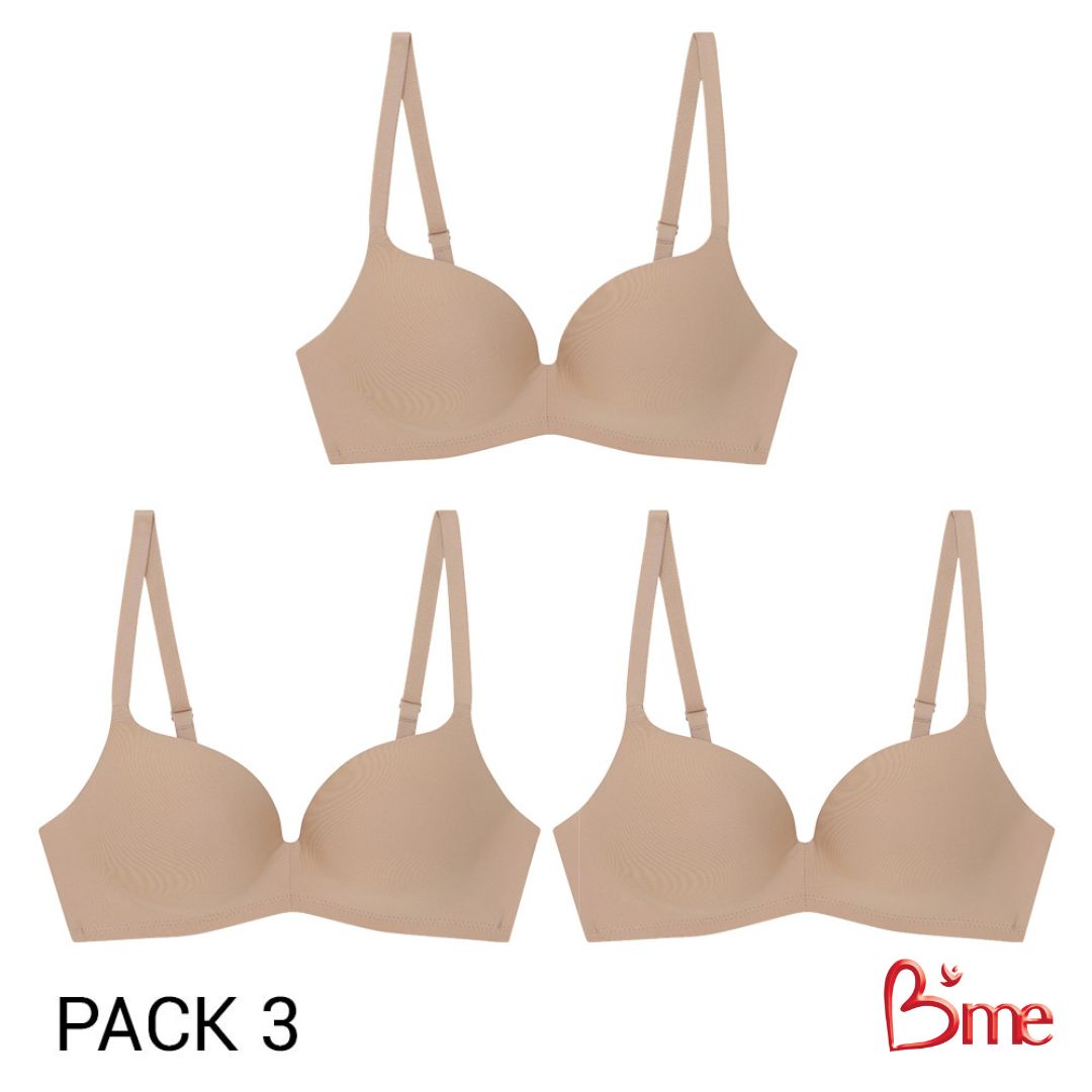 B'me เสื้อชั้นใน ไร้โครง  รุ่น ME1A1R Pack3 Eco Fashion ฟองหนา Level 3