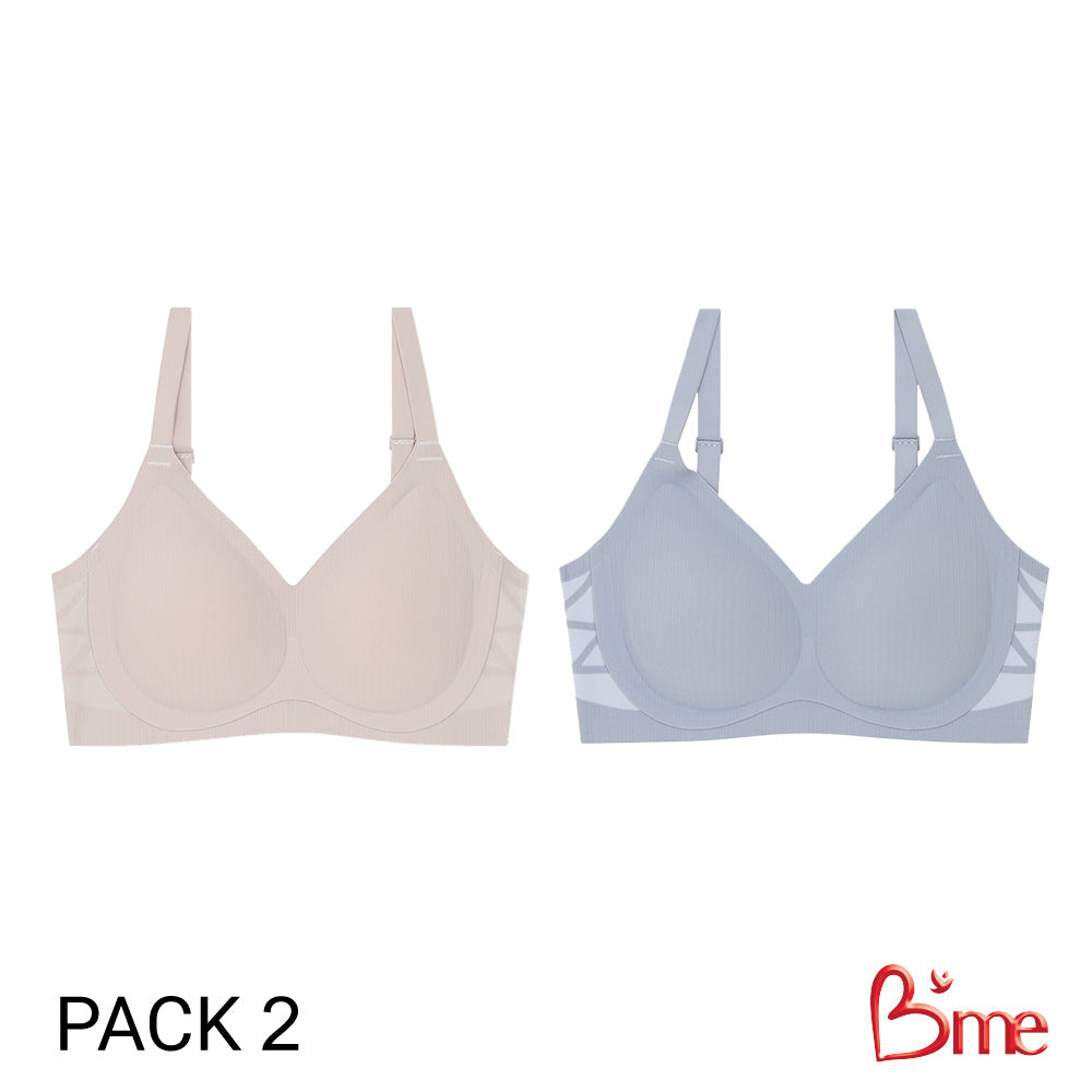 B'me เสื้อชั้นใน ไร้ขอบไร้ตะเข็บ รุ่น ME1G43 Pack2 ฟองกลาง Level 2 คละสี