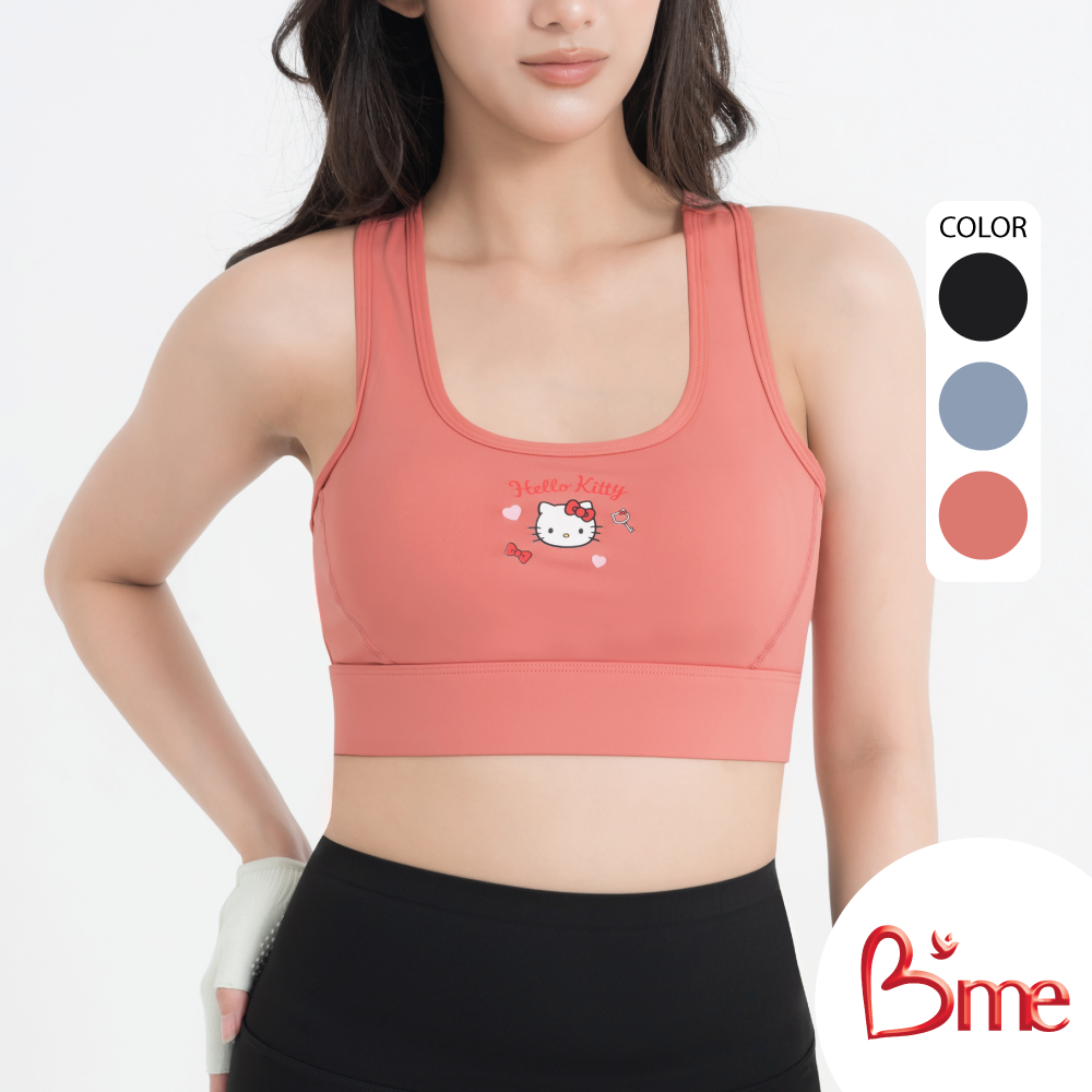 B'me เสื้อชั้นในสวมหัวไร้โครง(Sport Bra)Collection kitty รุ่น MER014 มี 3สี สีส้มอมชมพู สีเทา สีดำ New M.6.26