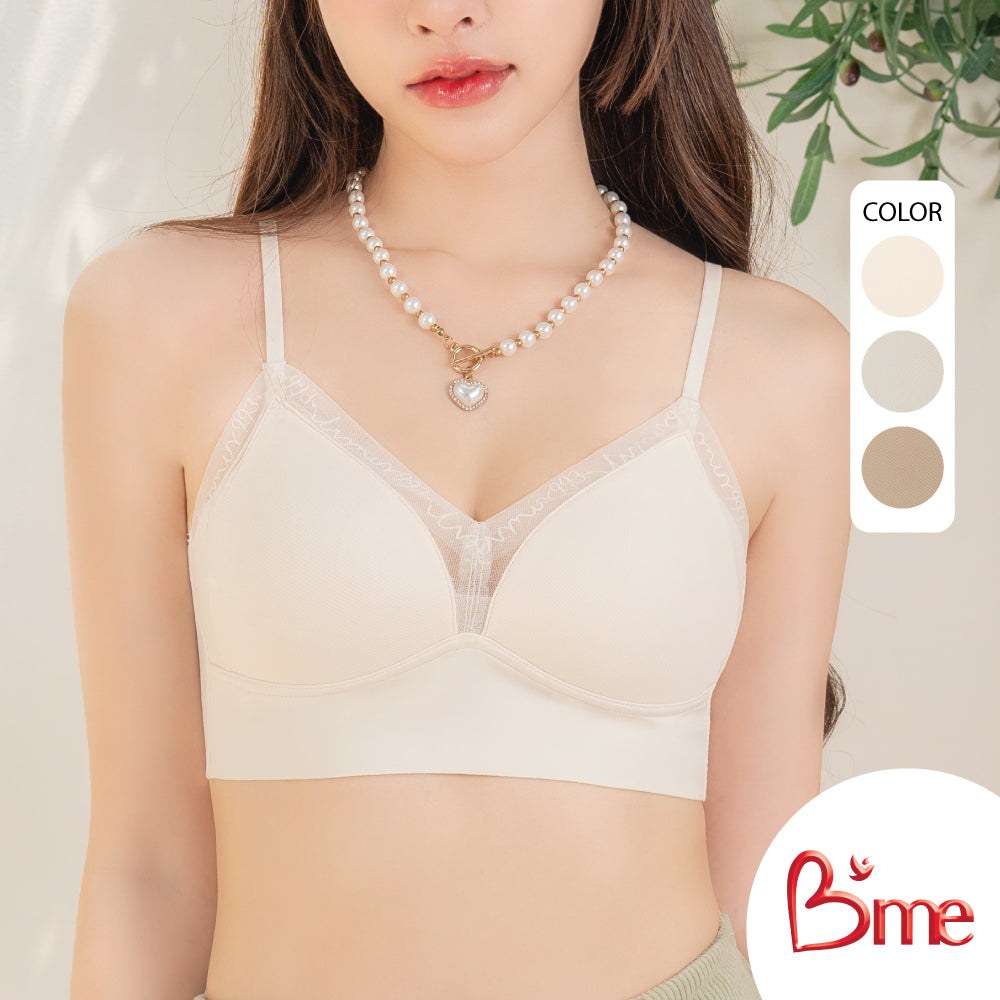 B'me เสื้อชั้นในไร้ขอบสวมหัว level 1ฟองบาง รุ่น ME1A4D สีครีม สีเขียวอ่อน สีโอวัลติน
