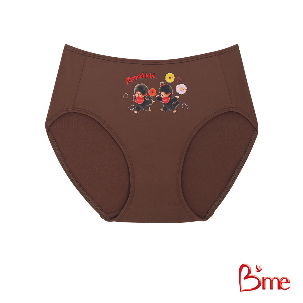 B'me กางเกงในเอวกลาง Monchhichi สีเบจ ดำ น้ำตาลเข้ม วานิลลา ครีม ชมพู ม่วง รุ่น ME6712