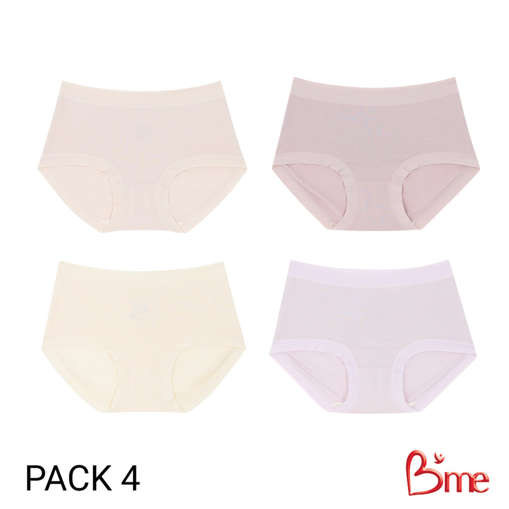 B'me กางเกงในเอวกลาง รุ่น ME7A1L (แพ็ก4ตัว) คละสี : สีเบจ สีครีม สีม่วง สีม่วงอ่อน ฟรีไซซ์ L-XXL