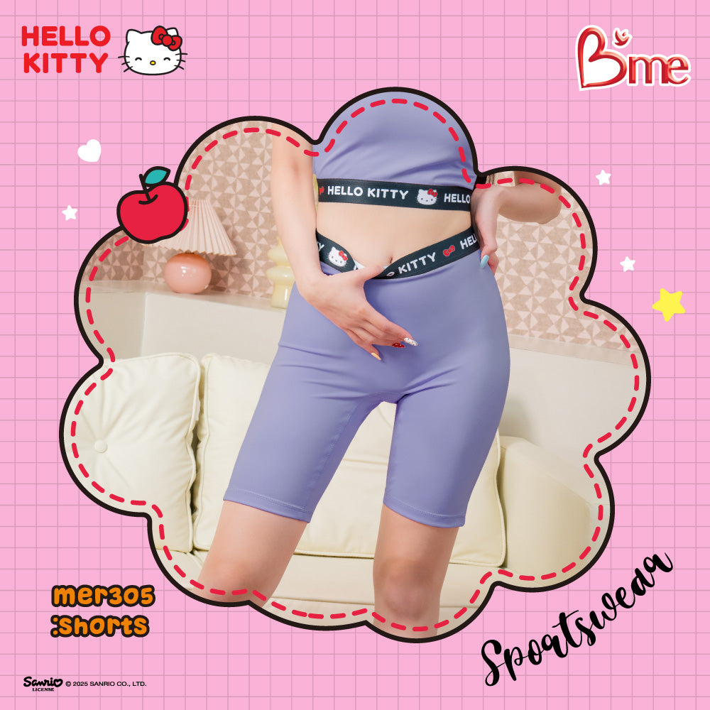 B'me กางเกงออกกำลังกายขาสั้น รุ่น MER305 (Hello Kitty) สีดำ สีม่วง